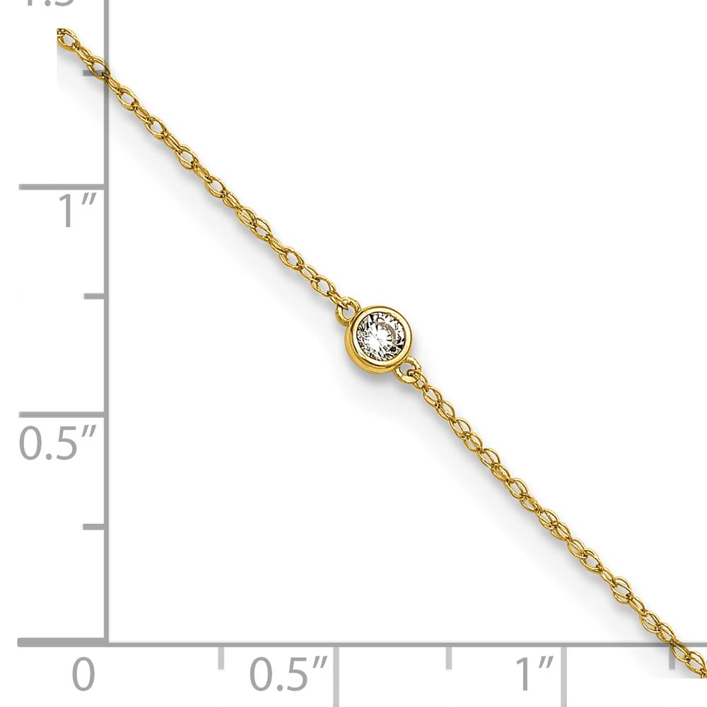10k Polished Bezel CZ Anklet
