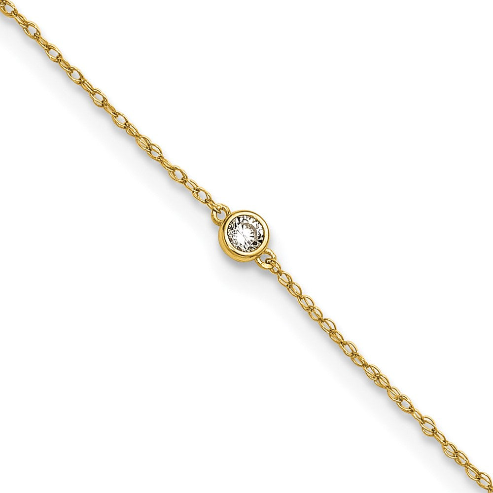 10k Polished Bezel CZ Anklet