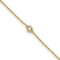10k Polished Bezel CZ Anklet