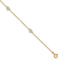 10k Polished Bezel CZ 5 Station 10in Anklet