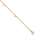 10k Polished Heart 6 Station 10in Anklet