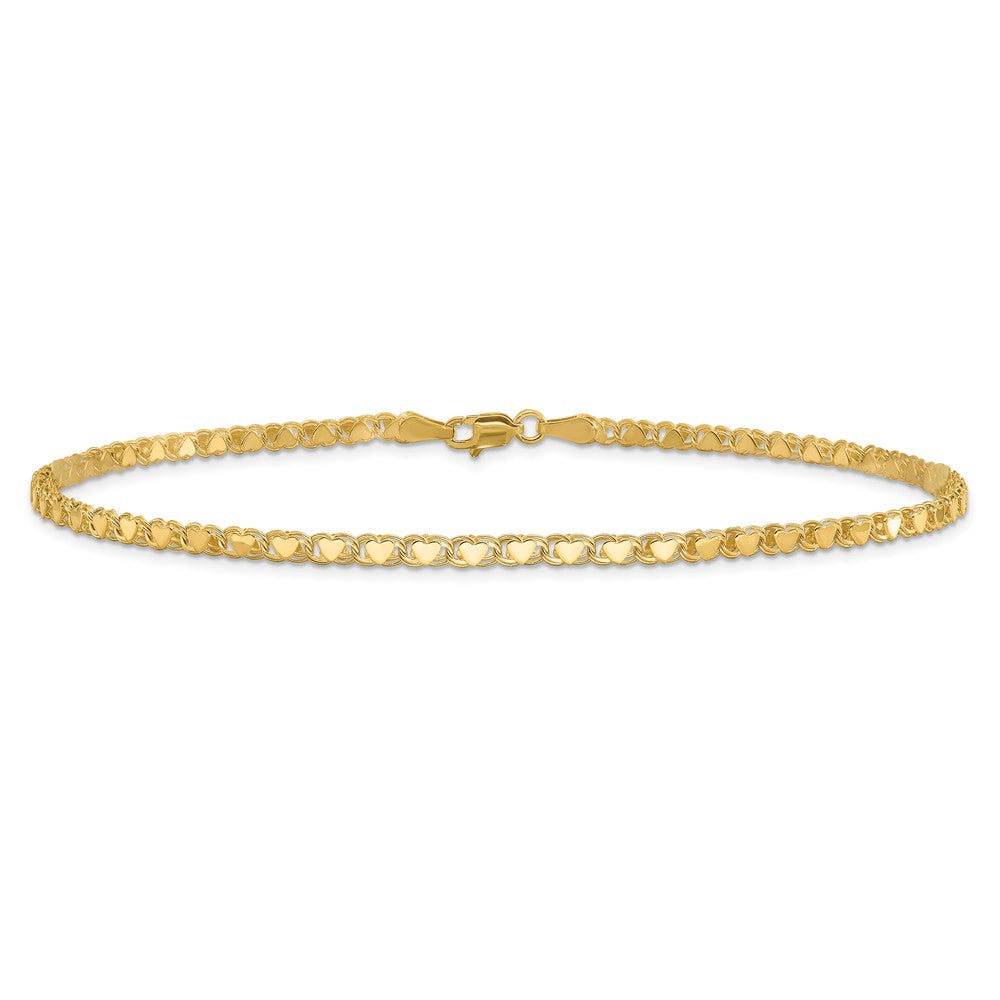 10k Polished Double-Sided Heart Bracelet