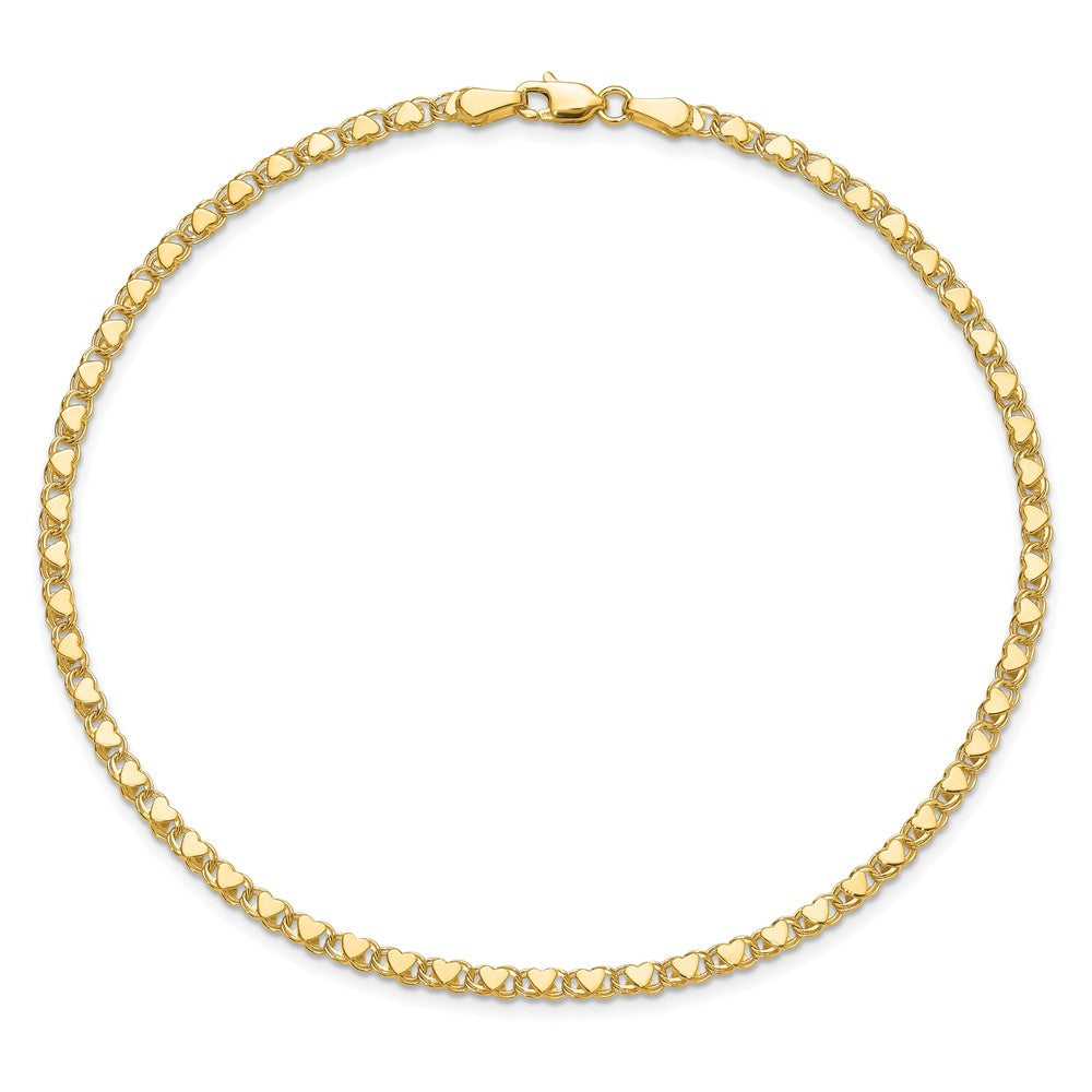 10k Polished Double-Sided Heart Bracelet