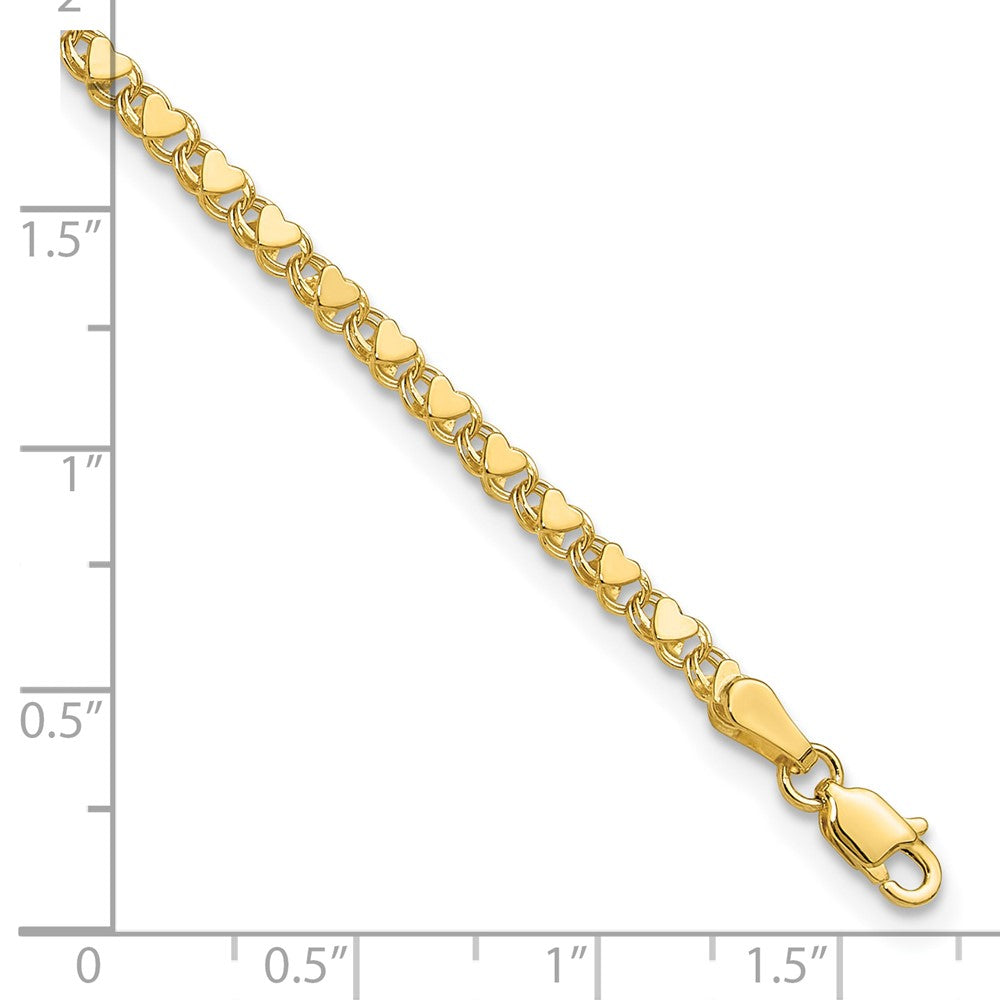 10k Polished Double-Sided Heart Bracelet