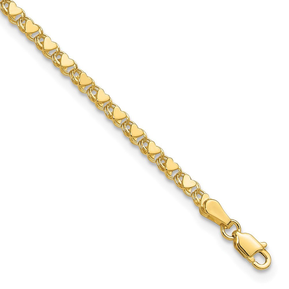10k Polished Double-Sided Heart Bracelet