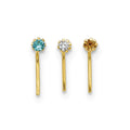 10k 1.5mm Set Of 3 CZ Nose Studs