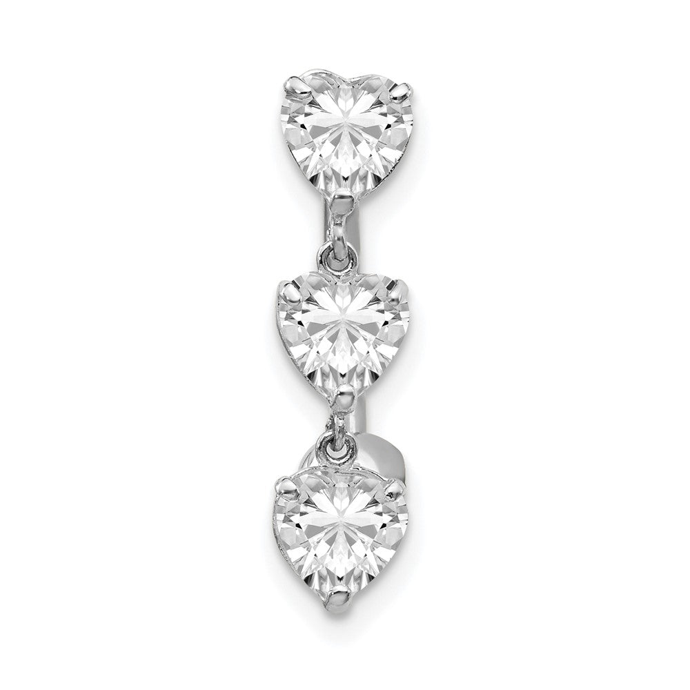 10k White Gold 5mm CZ Heart Belly Dangle
