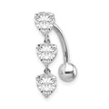 10k White Gold 5mm CZ Heart Belly Dangle