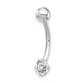 10k White Gold W/5mm Round Cz Belly Dangle