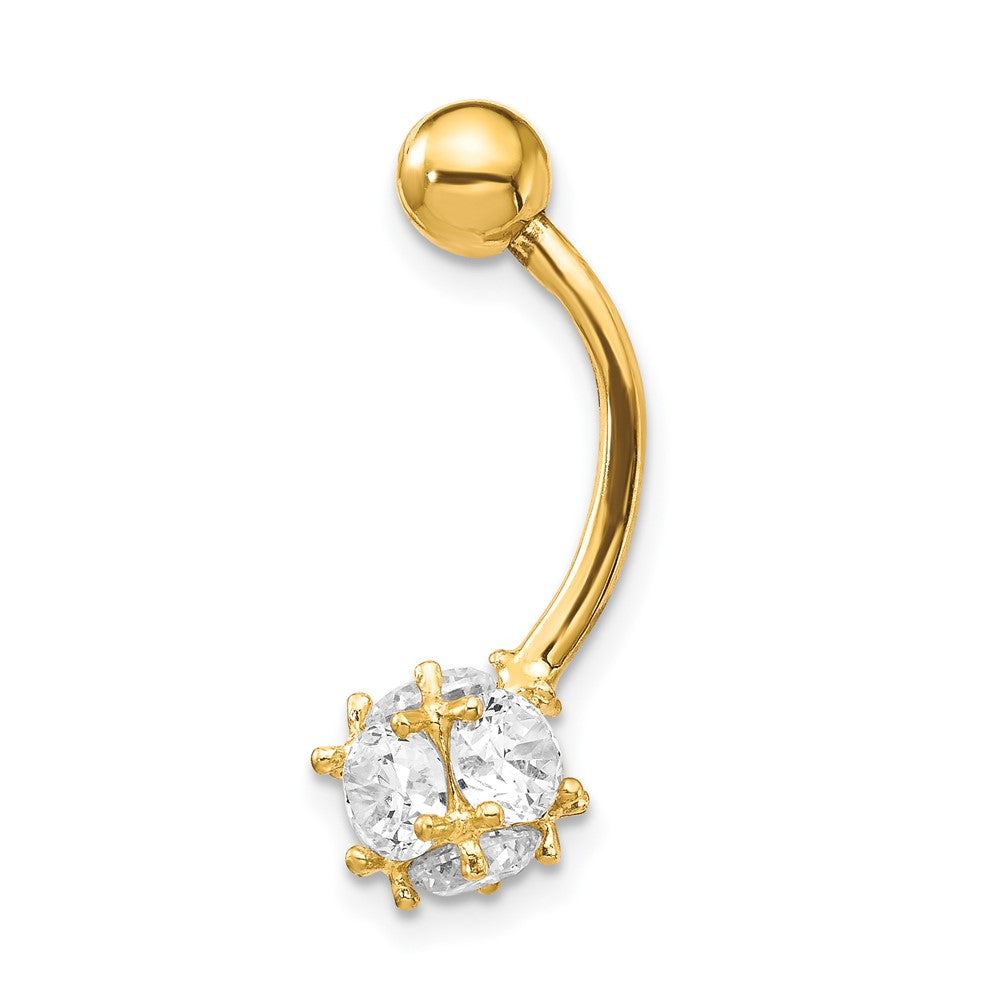 10k 7mm CZ Ball Belly Dangle