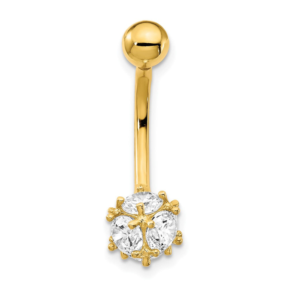10k 7mm CZ Ball Belly Dangle