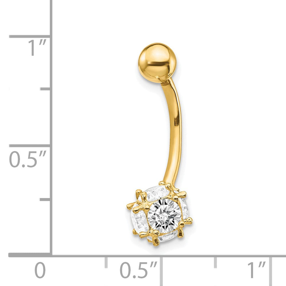 10k 7mm CZ Ball Belly Dangle