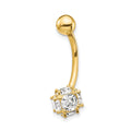 10k 7mm CZ Ball Belly Dangle