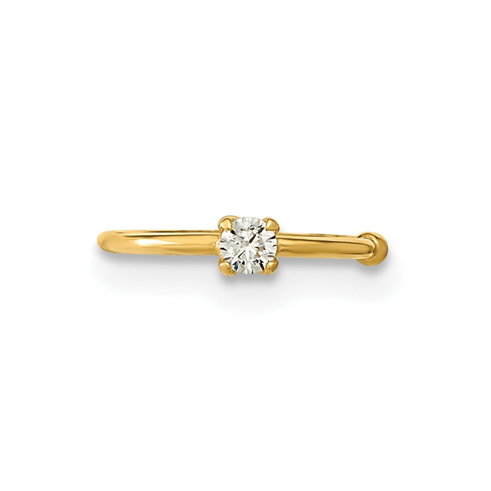 10K 20 Gauge CZ Hoop Nose Ring Body Jewelry