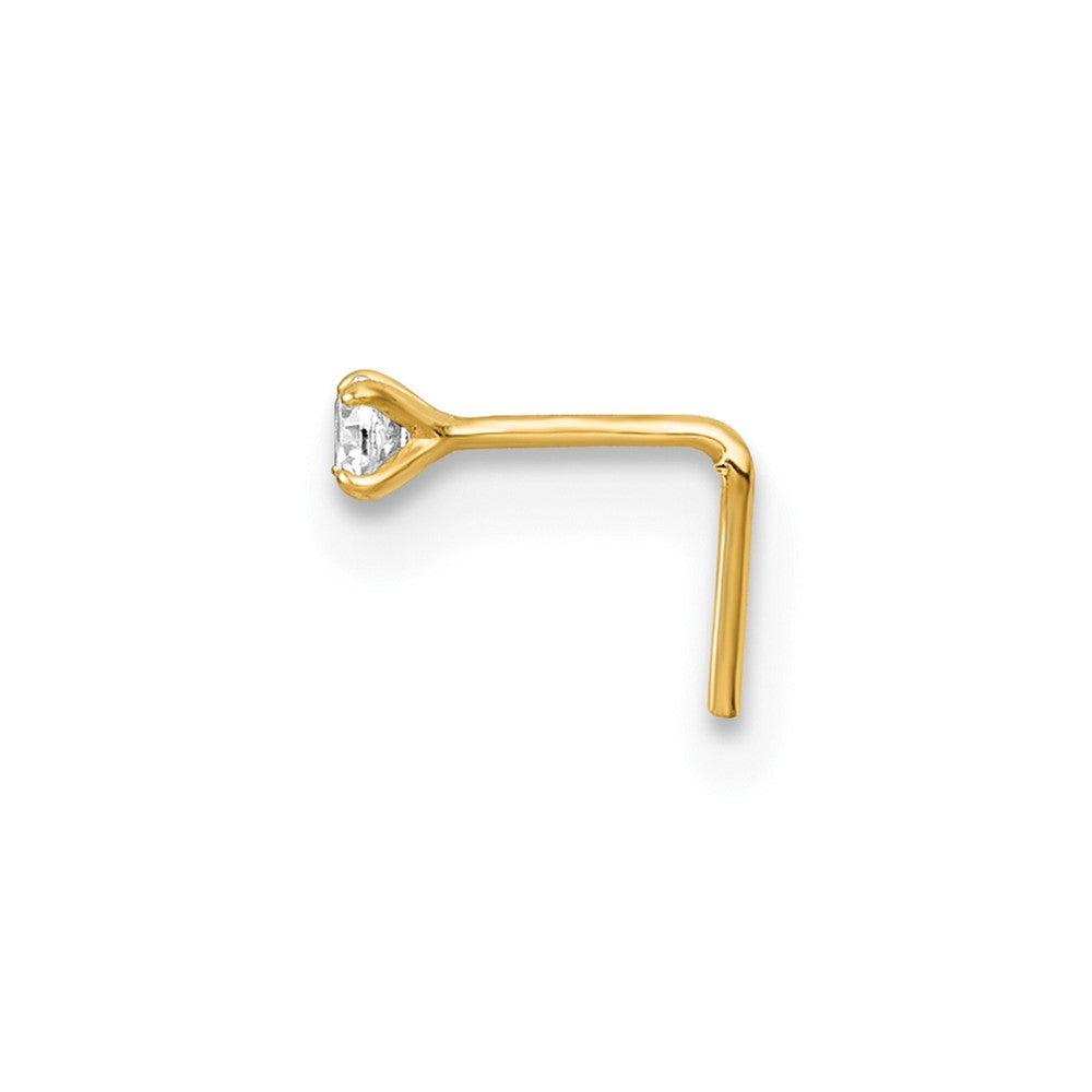 10k Polished 23 Gauge 2.0mm CZ Nose Stud