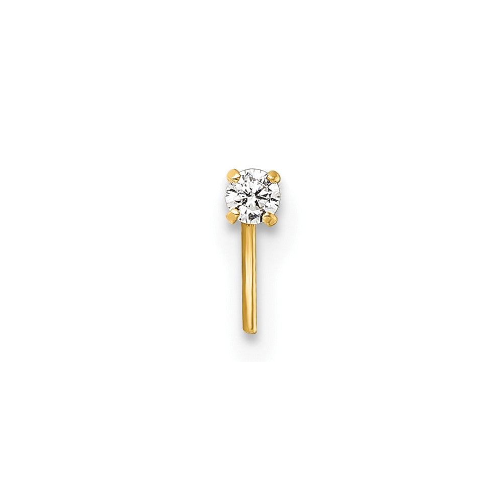 10k Polished 23 Gauge 2.0mm CZ Nose Stud