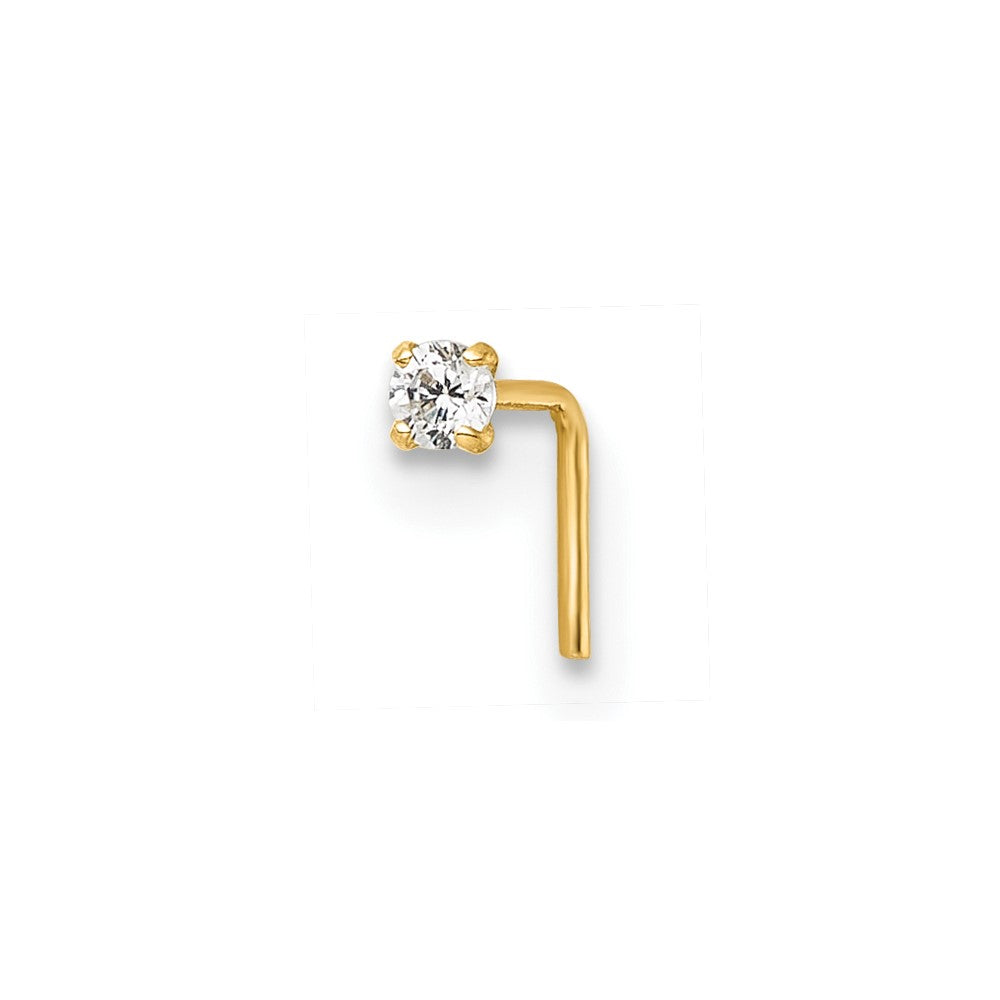 10k Polished 23 Gauge 2.0mm CZ Nose Stud