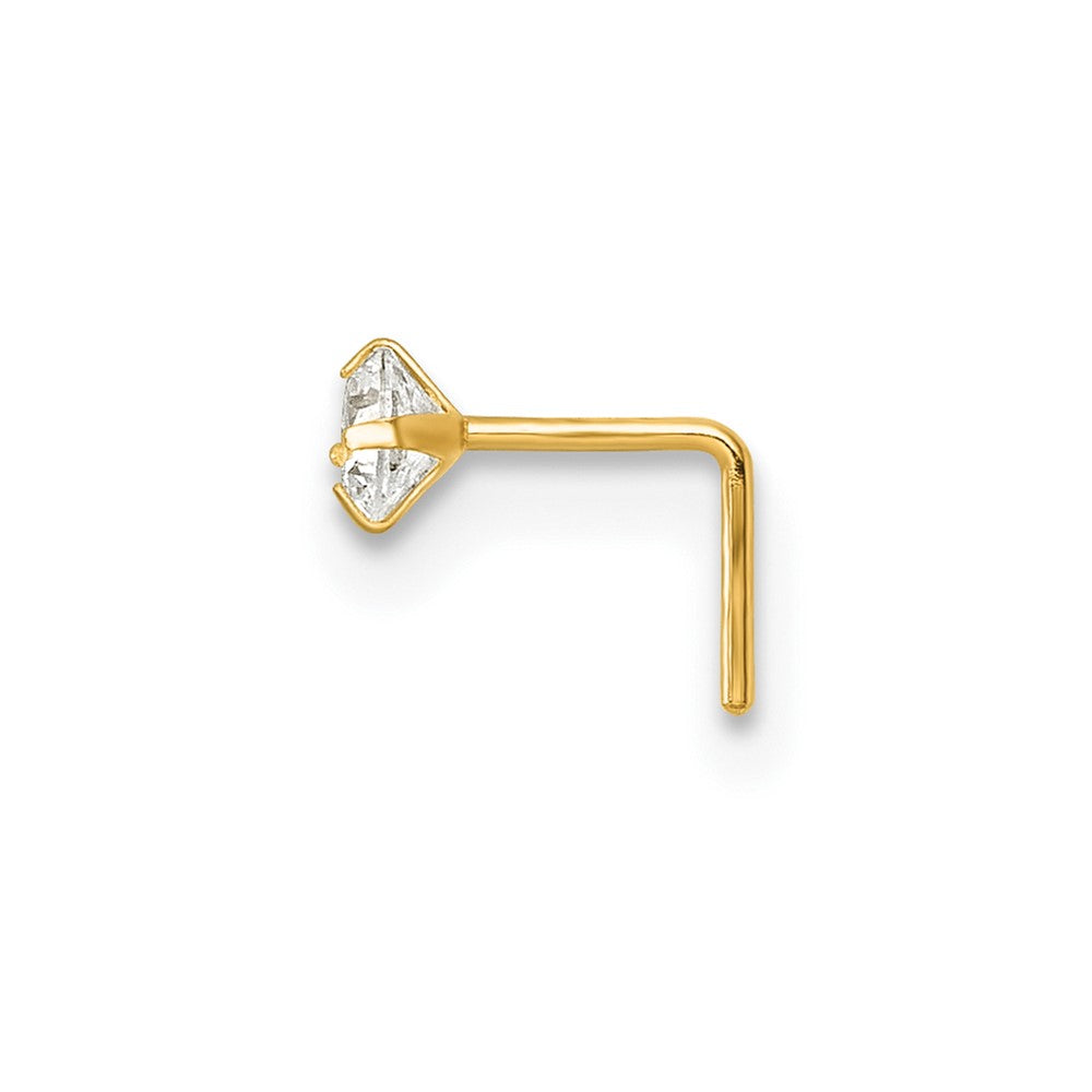 10k Polished 23 Gauge 3.0mm CZ Nose Stud