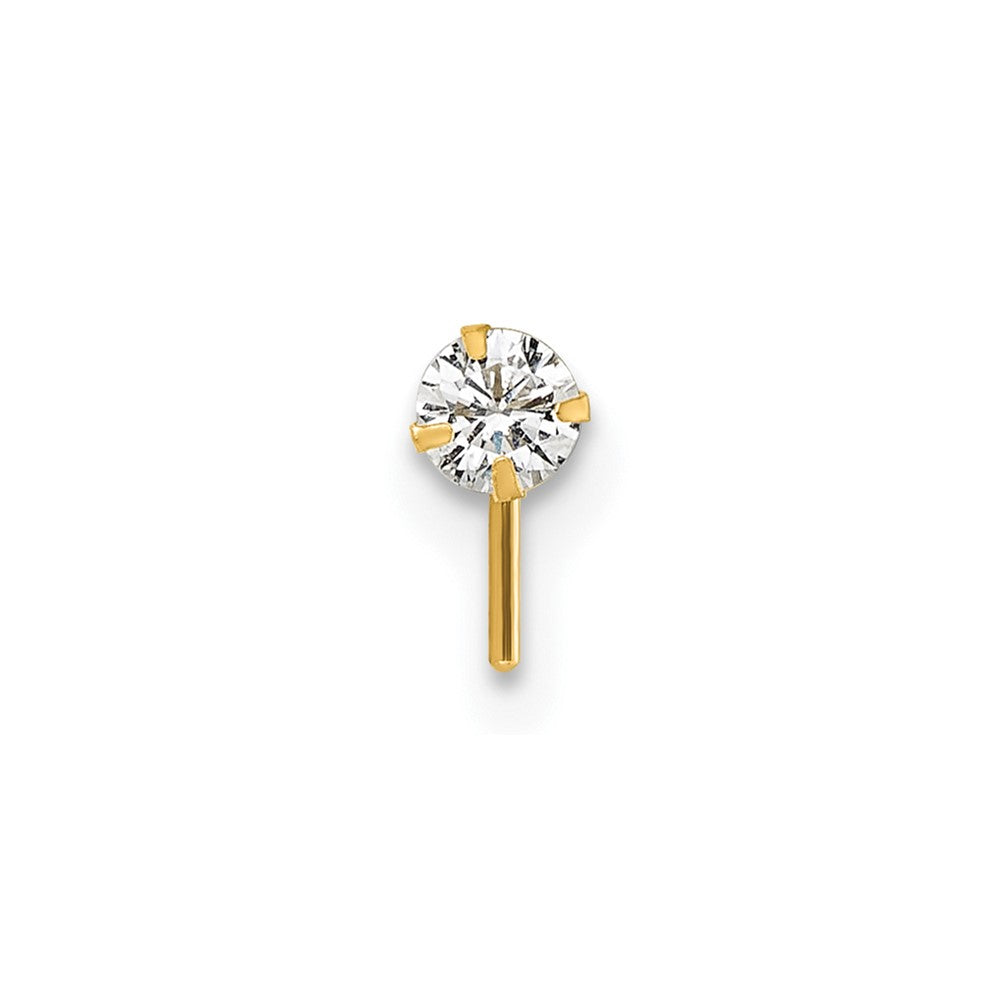 10k Polished 23 Gauge 3.0mm CZ Nose Stud