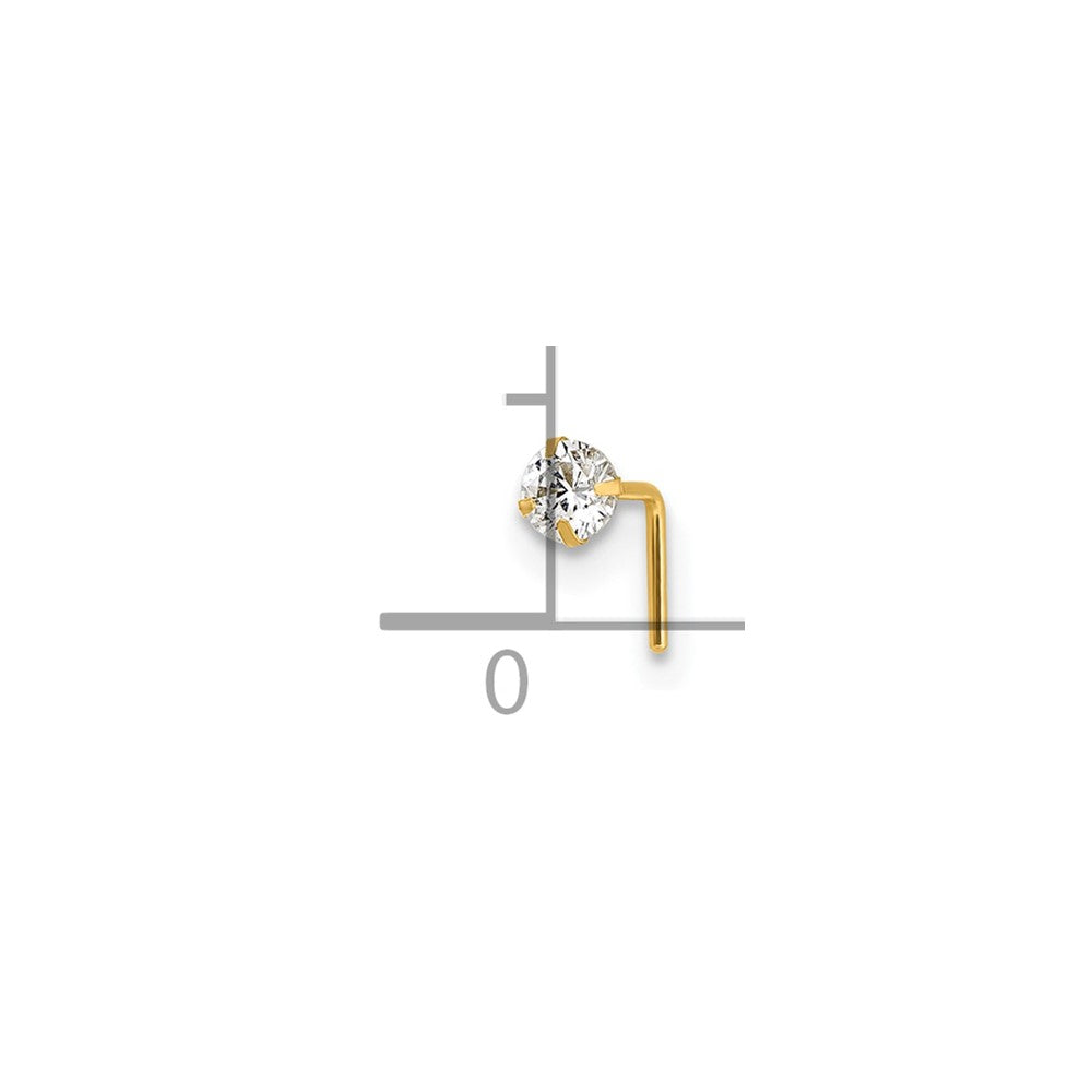 10k Polished 23 Gauge 3.0mm CZ Nose Stud