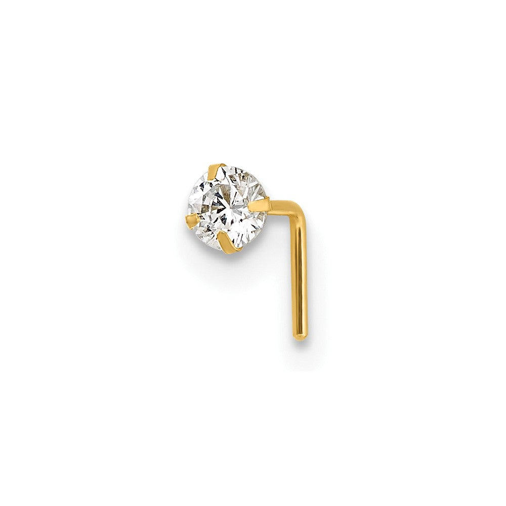 10k Polished 23 Gauge 3.0mm CZ Nose Stud
