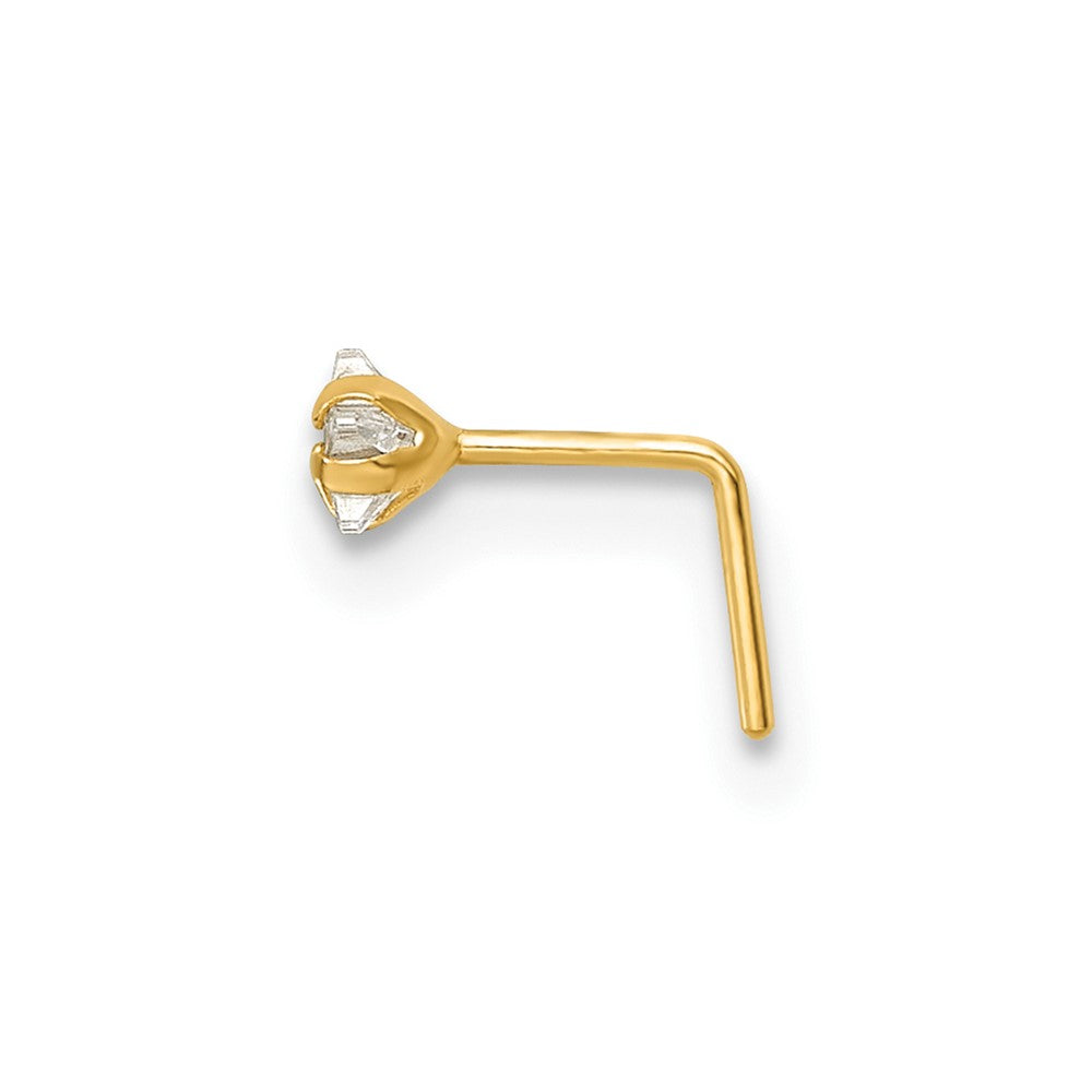 10k Polished 23 Gauge CZ Star Nose Stud