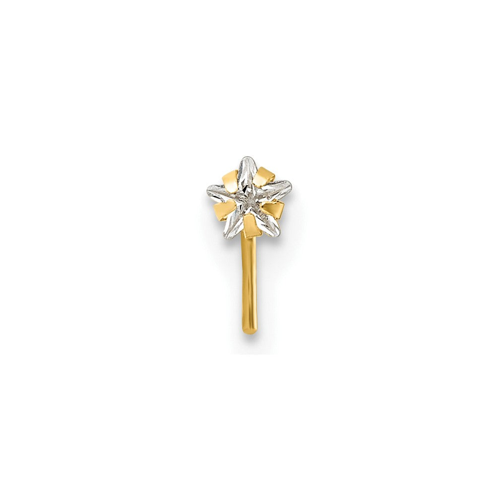 10k Polished 23 Gauge CZ Star Nose Stud