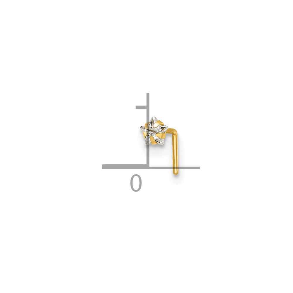 10k Polished 23 Gauge CZ Star Nose Stud