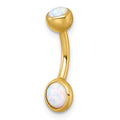 10k Polished 14 Gauge Lab Created Opal Navel Ring