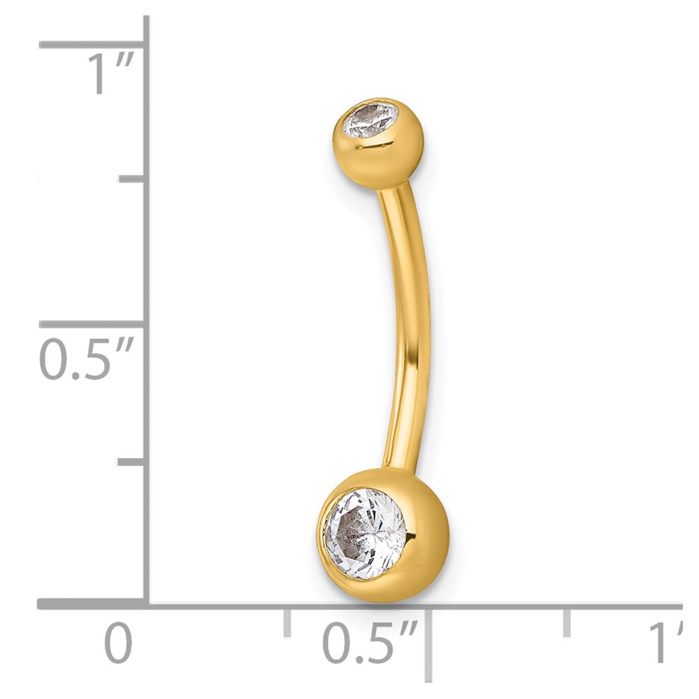 10k Polished 14 Gauge CZ Navel Ring