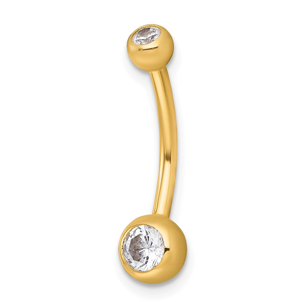 10k Polished 14 Gauge CZ Navel Ring