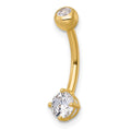 10k Polished 14 Gauge 5.0mm CZ Navel Ring