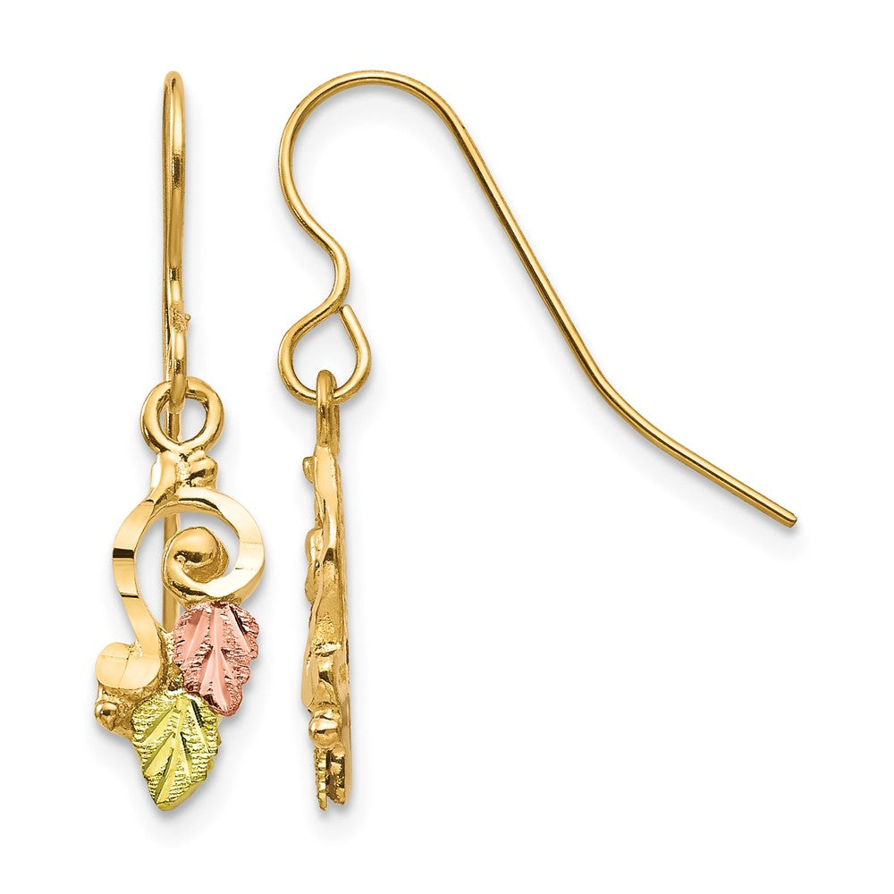 10k Tri-color Black Hills Gold Shepherd Hook Earrings