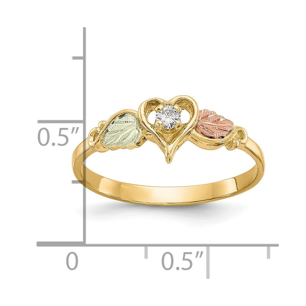 10k Tri-color Black Hills Gold Diamond Heart Ring