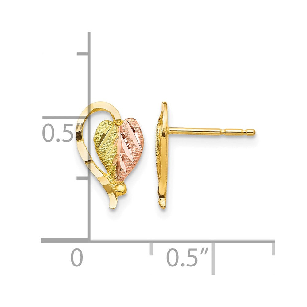 10k Tri-color Black Hills Gold Post Earrings