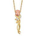 10k Tri-color Black Hills Gold Diamond Rose Necklace