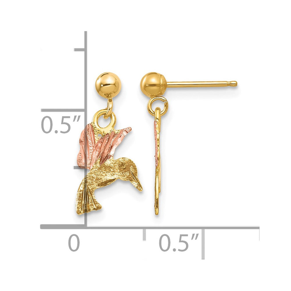 10k Tri-color Black Hills Gold Post Dangle Earrings