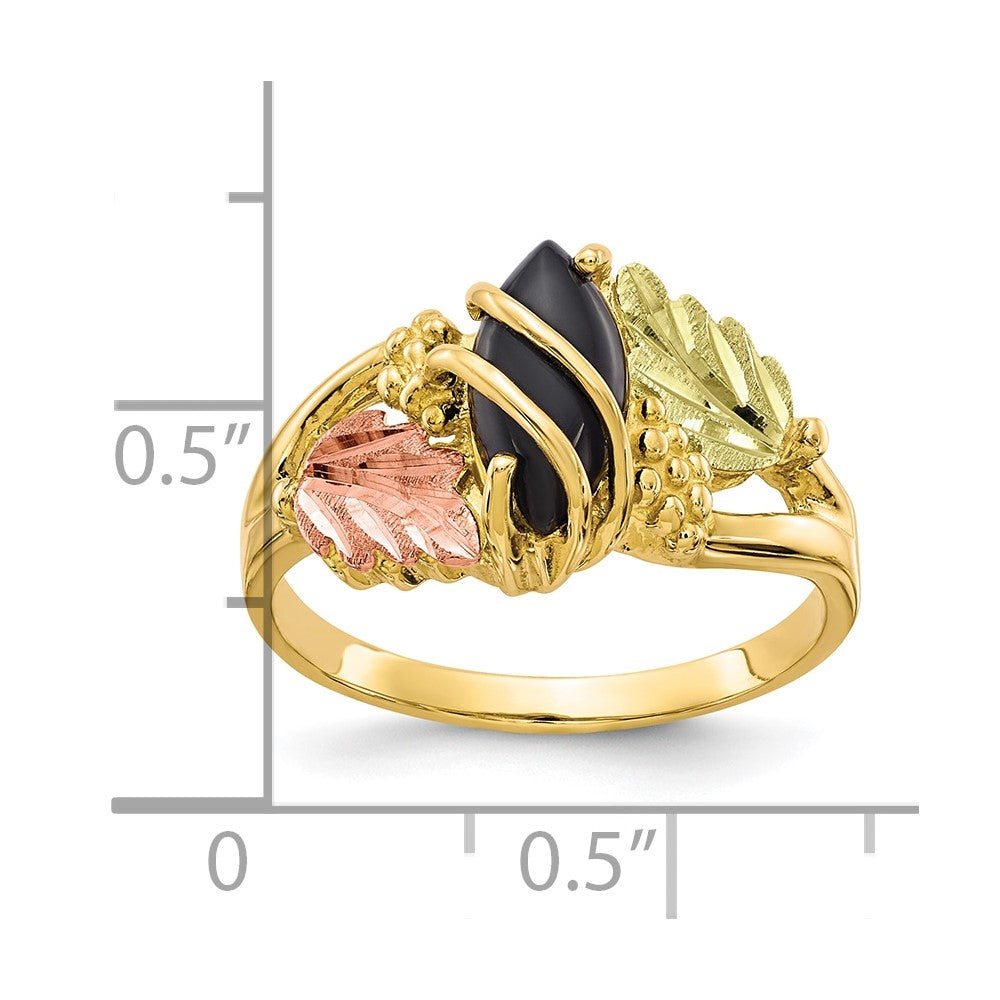 10k Tri-color Black Hills Gold Onyx Ring