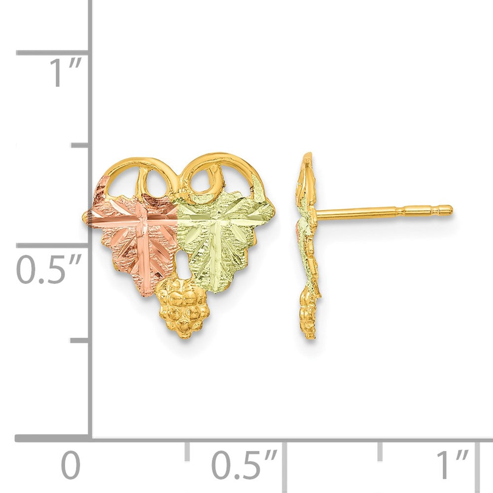10k Tri-color Black Hills Gold Post Earrings