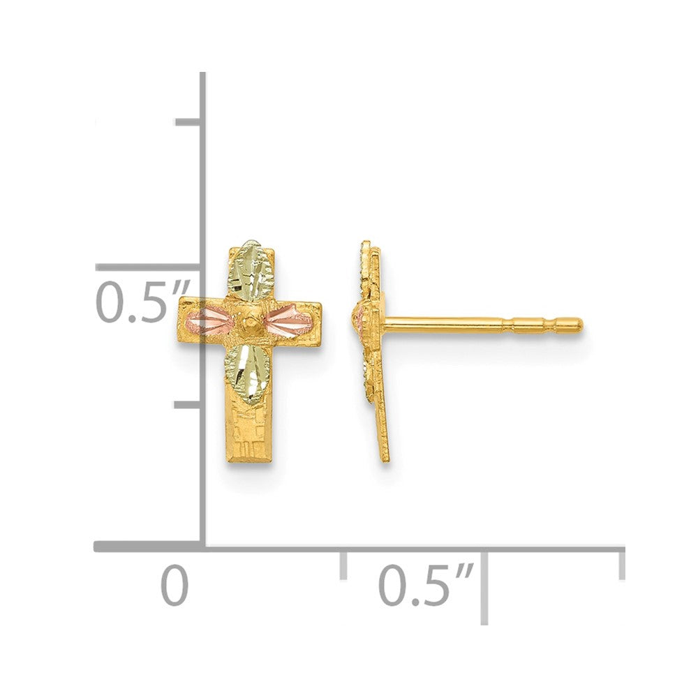 10k Tri-Color Black Hills Gold Cross Earrings