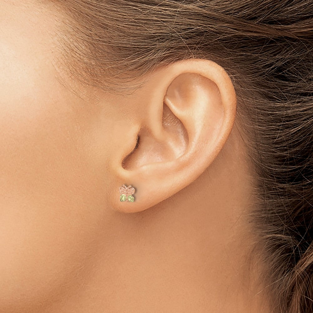 10k Tri-Color Black Hills Gold Butterfly Earrings
