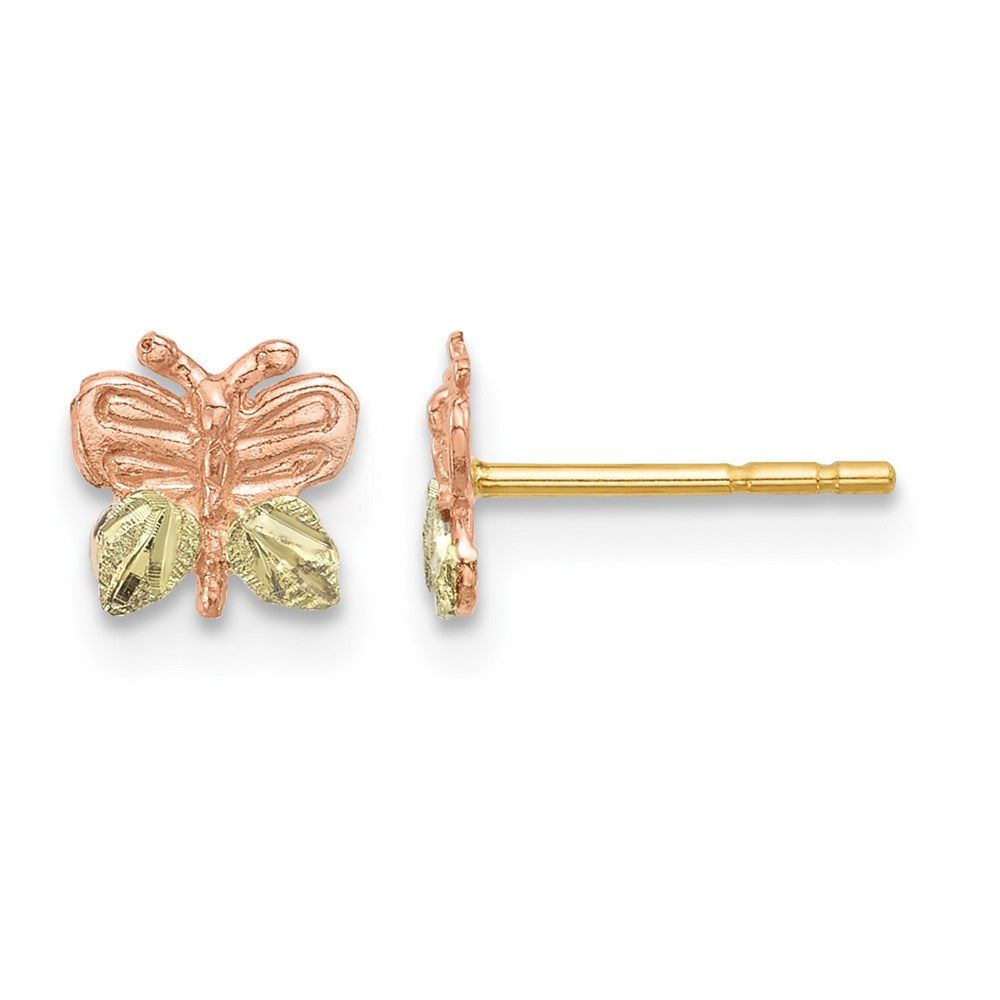 10k Tri-Color Black Hills Gold Butterfly Earrings