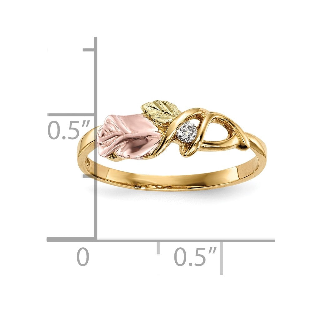 10k Tri-Color Black Hills Gold Diamond Ring