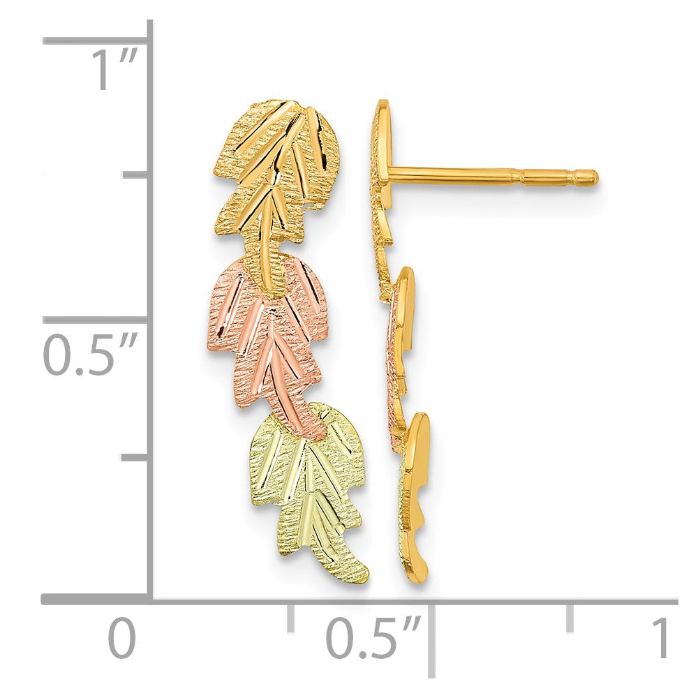 10k Tri-color Black Hills Gold Post Earrings