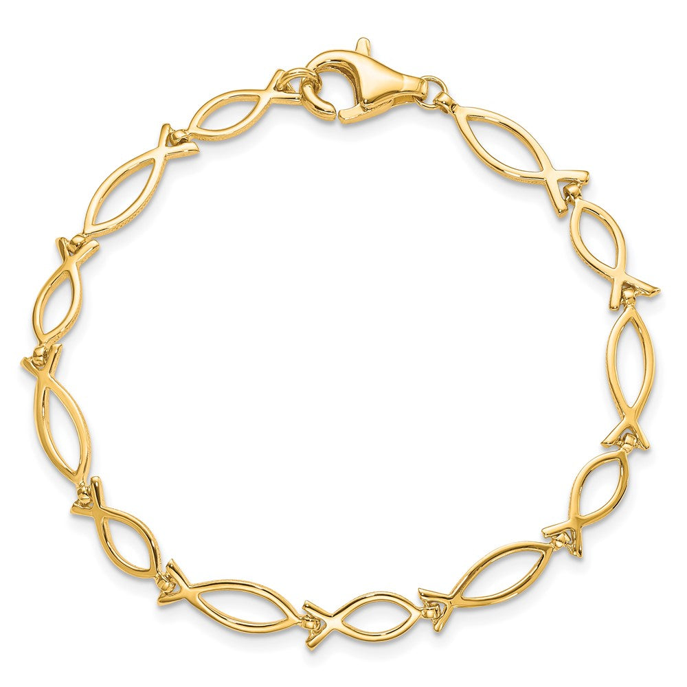 10k Solid Polished Religious Ichthus Fish Bracelet