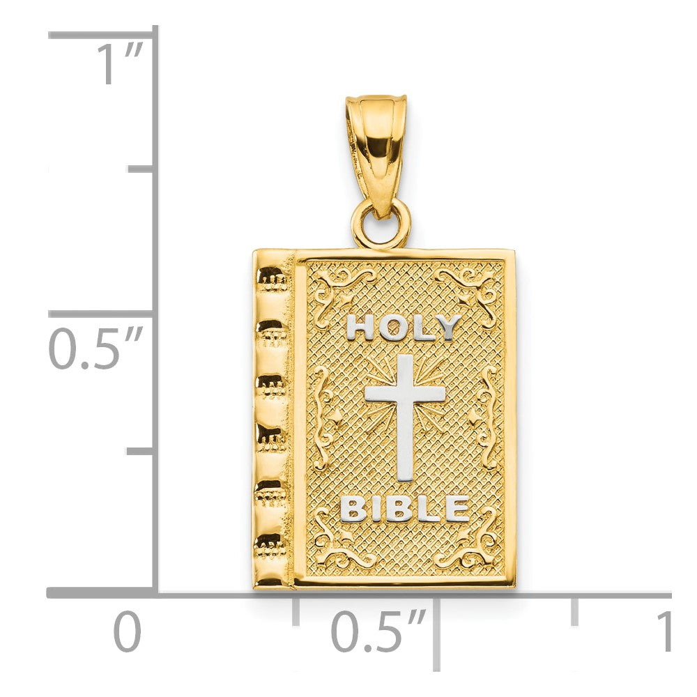 10K w/Rhodium Holy Bible Charm