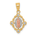 10k Small Two-tone w/ White Rhodium Our Lady of Guadalupe Pendant