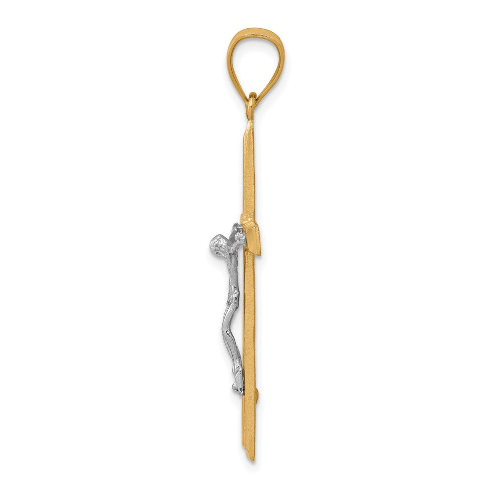 10K w/Rhodium Diamond-Cut Crucifix Pendant