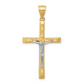 10K w/Rhodium Diamond-Cut Crucifix Pendant