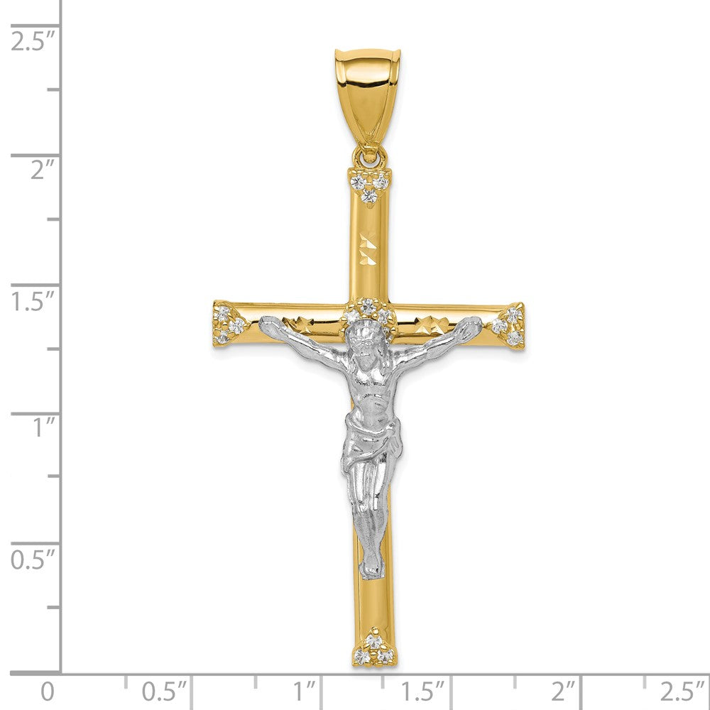10K w/Rhodium CZ Crucifix Pendant